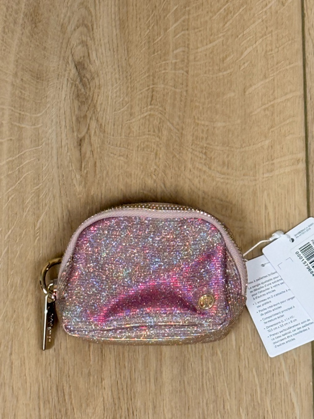 Lululemon Everywhere Belt Bag Nano Glitter Pouch Pink Gold NWT